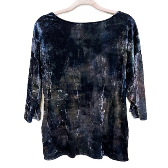 Soft Surroundings Velvet Abstract Watercolor 3/4 Pullover Top Womens Medium Boho - Picture 3 of 7